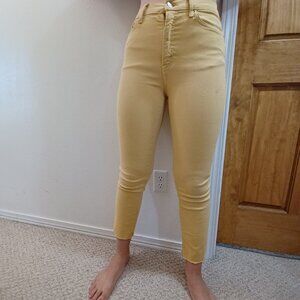 Edwin Women's Yellow Bree Slim Straight Cutoff Jeans